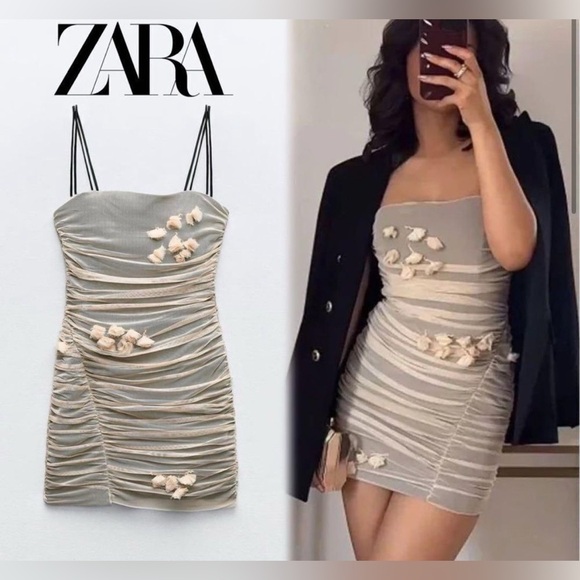 Zara floral tulle dress SZ Small new no tags - Picture 1 of 8